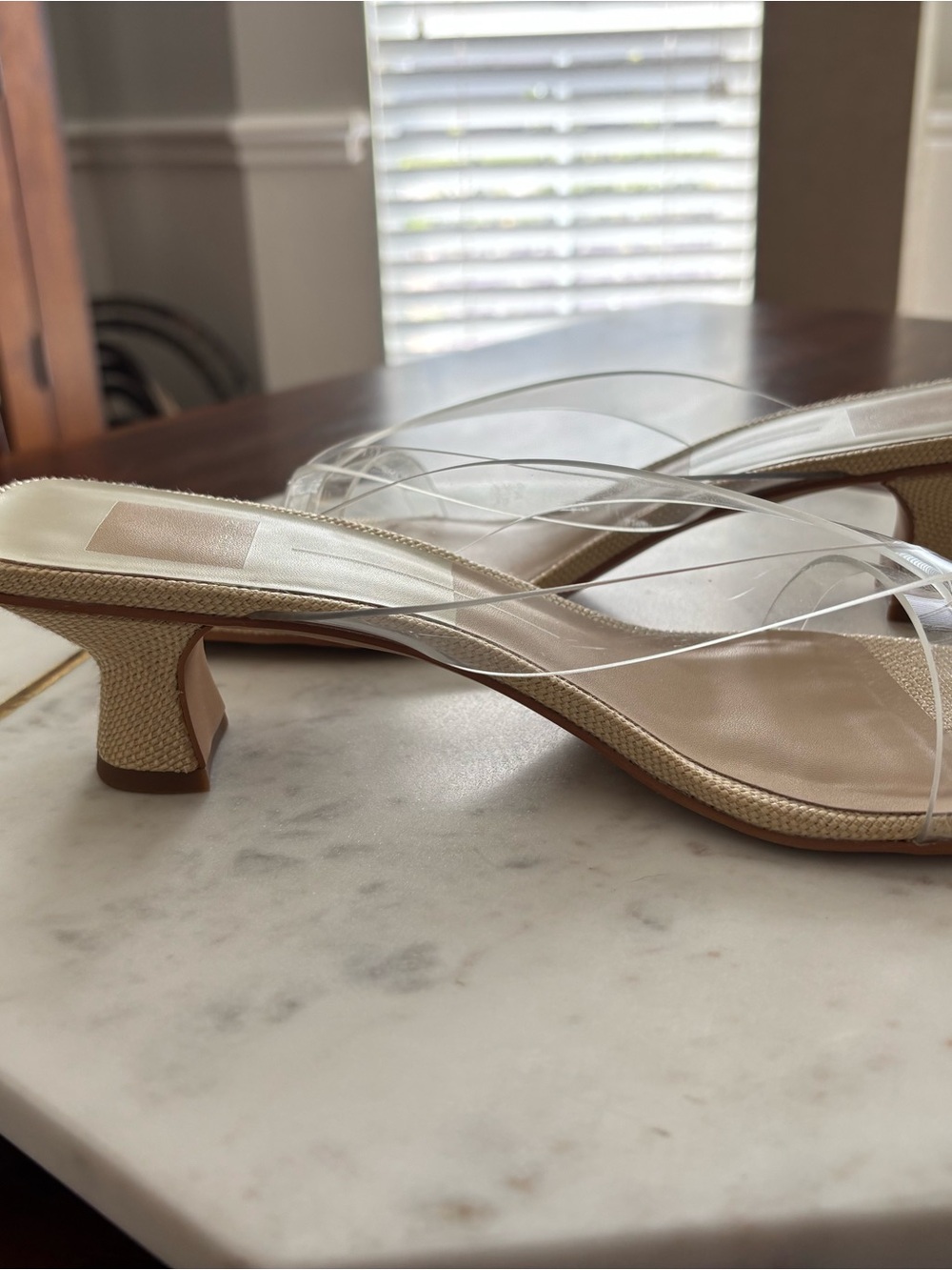 Dolce Vita Nude Beige Clear-Strap Mid Heel Slide - Picture 7 of 9